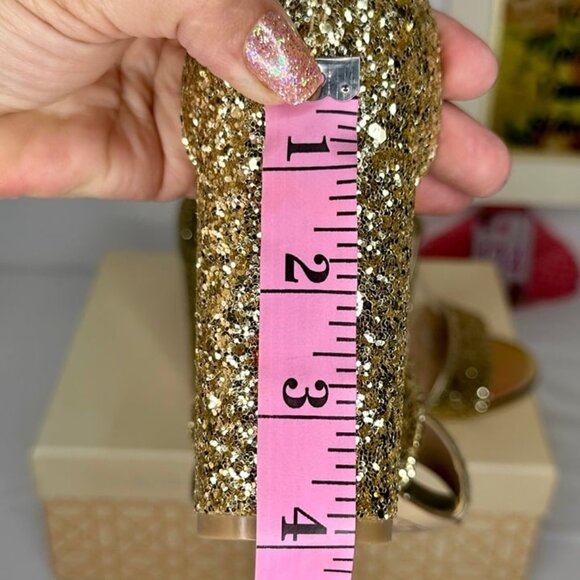 NWB Badgley Mischka Jewel Cook Metallic Gold Glitter Evening Sandals Size 9 - Picture 9 of 11